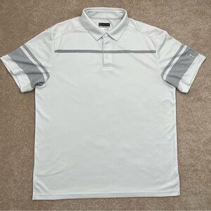 PGA Tour Polo Shirt Extra Large White Gray Stripe Golf Tour Soft Outdoor Men